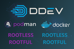 DDEV logo with Podman and Docker logos